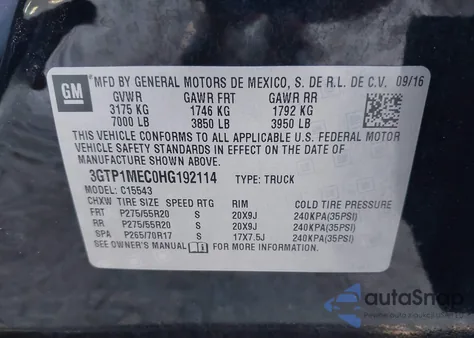 2017 GMC Sierra 1500 Sle from USA, damaged, VIN 3GTP1MEC0HG192114